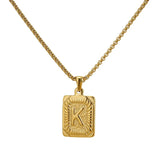 A-Z Letter Charm Pendant Necklace Plated Stainless Steel Corn Chain