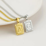 A-Z Letter Charm Pendant Necklace Plated Stainless Steel Corn Chain