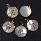 A-Z Letter Shell Charms 15mm Initial Letters Mother Of Pearl Charm Pendants