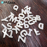Natural Shell Mother of Pearl Letter Charm Pendant Necklace