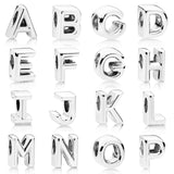 A-Z Smooth Alphabet Crystal Beads Europe 925 Silver Charm Bracelet Bangle DIY