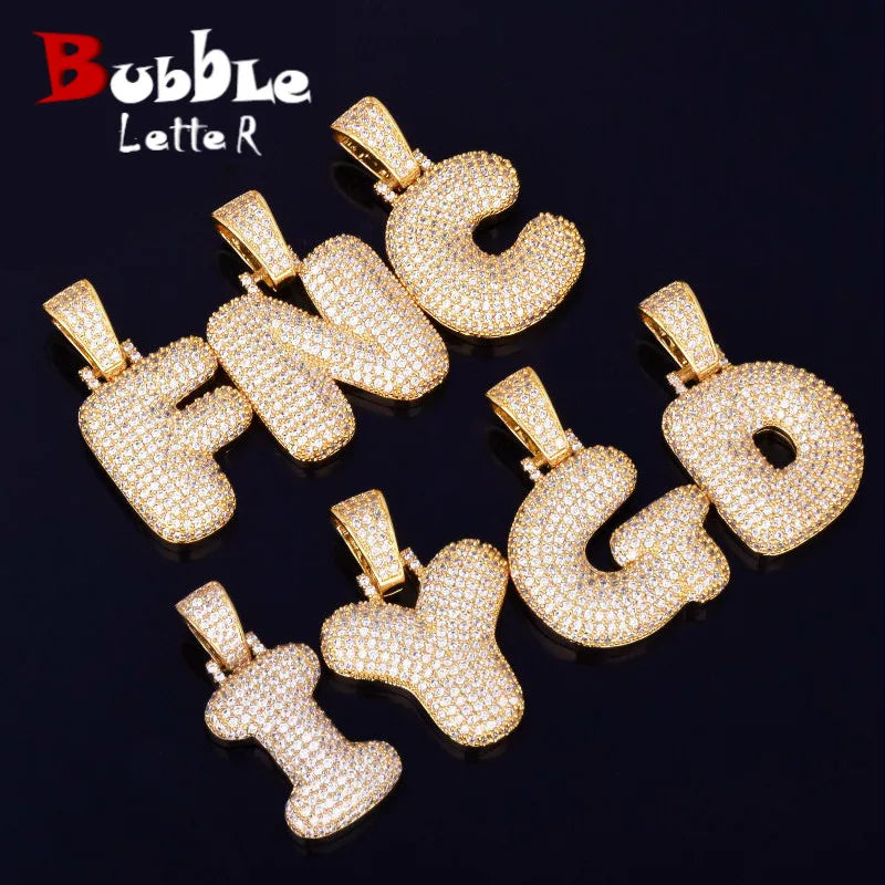 Single Bubble Letter Necklace & Pendant Chain Hip Hop Jewelry