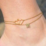 Personalized Stainless Steel Heart Anklet - Beach Foot Jewelry