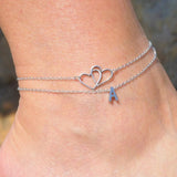 Personalized Stainless Steel Heart Anklet - Beach Foot Jewelry