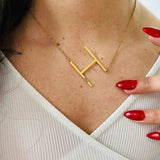 A-Z Large Letters Necklace Stainless Steel Name Pendant Monogram Necklace