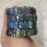 Rainbow Labradorite Stone Beads Bracelet with Cat's Eye