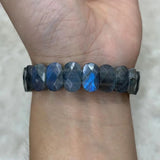 Rainbow Labradorite Stone Beads Bracelet with Cat's Eye