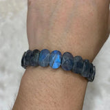 Rainbow Labradorite Stone Beads Bracelet with Cat's Eye