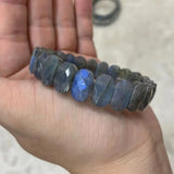 Rainbow Labradorite Stone Beads Bracelet with Cat's Eye