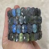 Rainbow Labradorite Stone Beads Bracelet with Cat's Eye