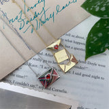 Copper Envelope Necklace with Red Hearts