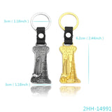 Dubai Landmark Engraved Double Key Buckle in Silver