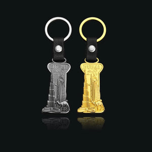 Dubai Landmark Engraved Double Key Buckle in Silver