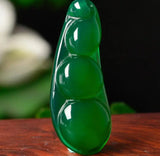 Natural Green Chalcedony Safe Bean Pendant