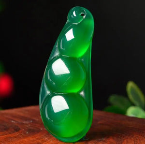 Natural Green Chalcedony Safe Bean Pendant