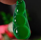 Natural Green Chalcedony Safe Bean Pendant