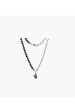 Rabbit Pendant Half Pearl Half Plain Chain Necklace