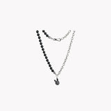 Rabbit Pendant Half Pearl Half Plain Chain Necklace