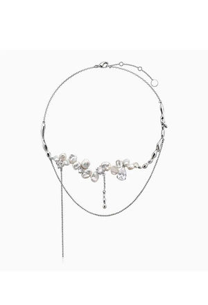 Gravel Shaped Pearl Necklace - Light Luxury Collarbone Chain