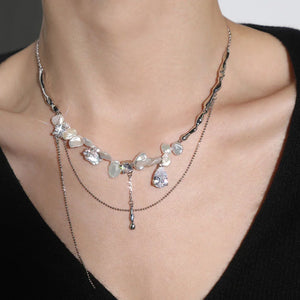 Gravel Shaped Pearl Necklace - Light Luxury Collarbone Chain