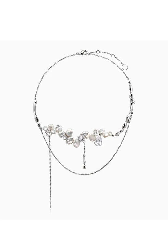 Gravel Shaped Pearl Necklace - Light Luxury Collarbone Chain