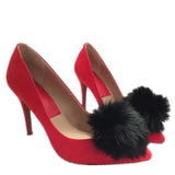 Real Fox Fur Pompom Shoe Clips - Footwear Accessories E103