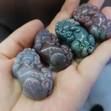 Rare Cinnabar Dots Agate Carving Bodyguard God Beast