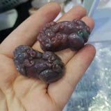 Rare Cinnabar Dots Agate Carving Bodyguard God Beast