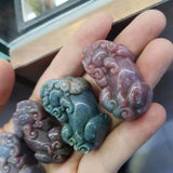 Rare Cinnabar Dots Agate Carving Bodyguard God Beast