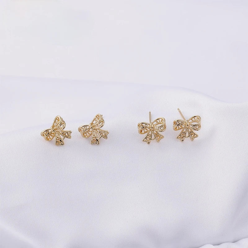 3D Lace Butterfly Earrings 925 Silver 18K Plated DIY Accessories