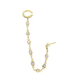 925 Sterling Silver CZ Link Chain Earrings