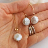 Baroque Freshwater Coin Pearl Necklace FOOL'S Lucky Year Jewelry