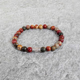 Set of 4 High 6mm Gem Stone Beads Bracelet, Lapis Lazuli/Dalmation Beads