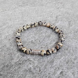 Set of 4 High 6mm Gem Stone Beads Bracelet, Lapis Lazuli/Dalmation Beads