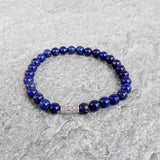 Set of 4 High 6mm Gem Stone Beads Bracelet, Lapis Lazuli/Dalmation Beads