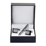 Enamel Cufflinks Striped Tie Clip Wedding Gift Box Set Men