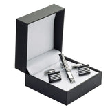 Enamel Cufflinks Striped Tie Clip Wedding Gift Box Set Men