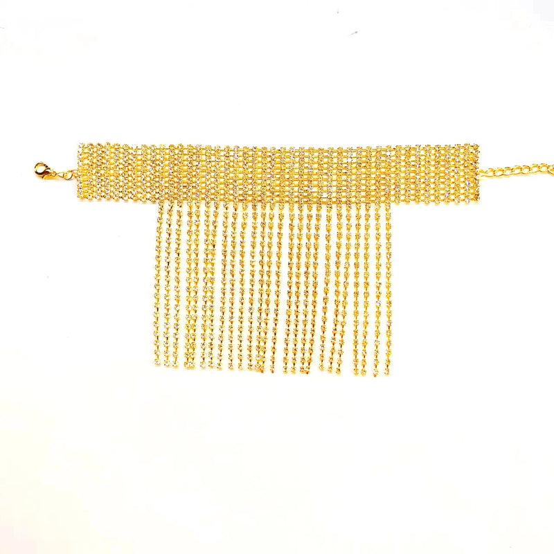 Rhinestone Tassel Charm Anklet for Women