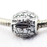 Love Bead Fit Silver Charm Bracelet & Necklace 925 Silver Jewelry