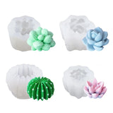 4 Pcs Succulents Cactus Epoxy Resin Mold DIY Crafts Silicone Mould