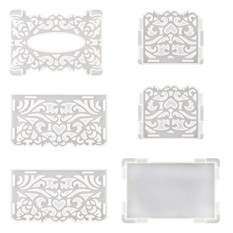 Hollow Pattern Tissue Box Epoxy Resin Mold DIY Crafts Home Decor Silicone Mould