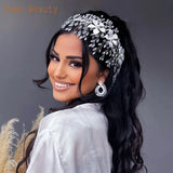 Leaf Bridal Headpiece Wedding Tiara Pearl Headband Headdress