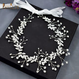 Leaf Bridal Headpiece Wedding Tiara Pearl Headband Headdress