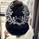 Crystal Bridal Headpiece Boho Flower Bride Hair Jewelry