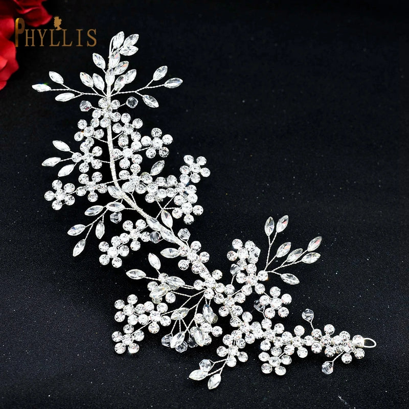 Crystal Bridal Headpiece Boho Flower Bride Hair Jewelry