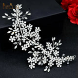 Crystal Bridal Headpiece Boho Flower Bride Hair Jewelry