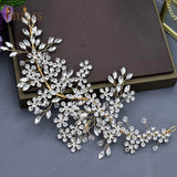 Crystal Bridal Headpiece Boho Flower Bride Hair Jewelry
