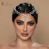 Indian Bridal Headband Water Drop Headwear Rhinestone Forehead Headpieces