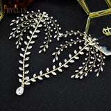 Indian Bridal Headband Water Drop Headwear Rhinestone Forehead Headpieces