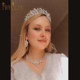 Crystal Wedding Crown Bridal Jewelry Set Rhinestone Headband Tiaras